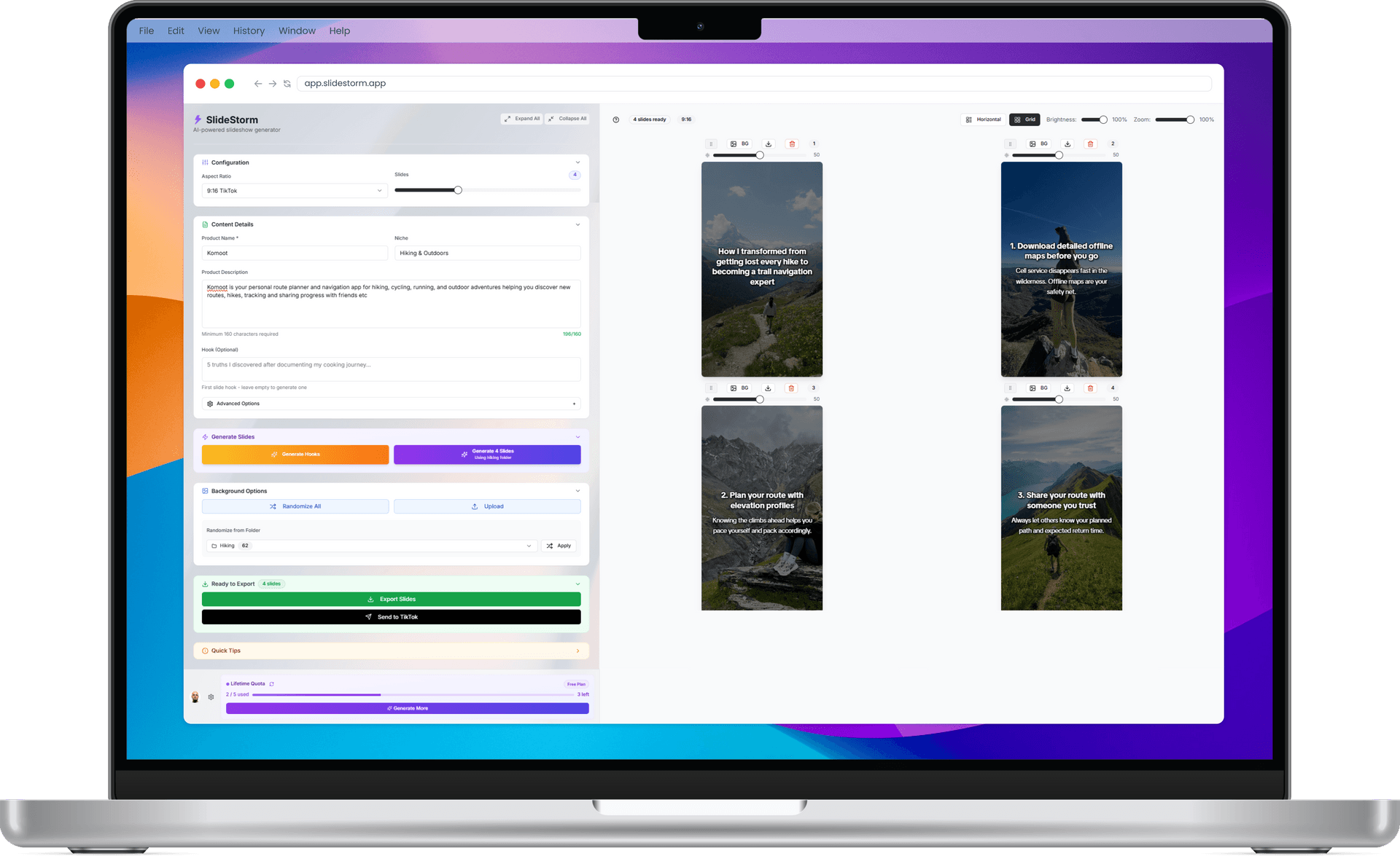 SlideStorm App Interface